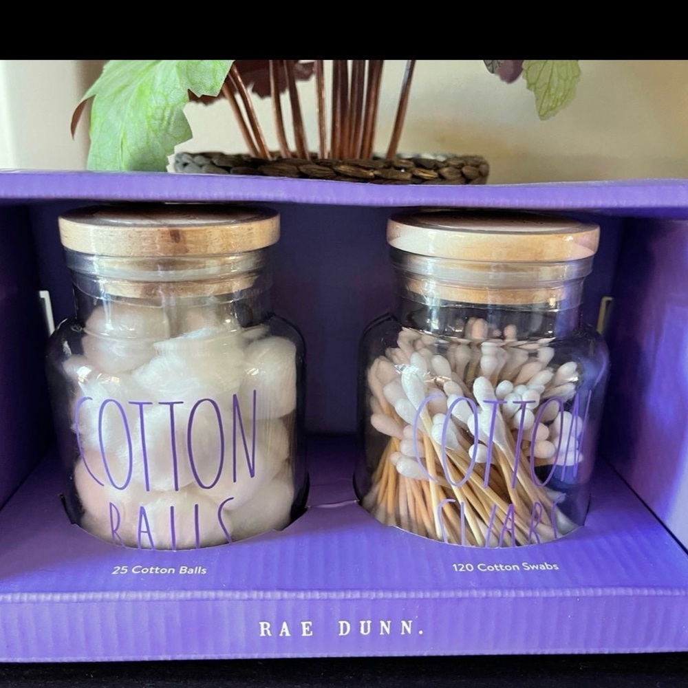 Rae Dunn Cotton Ball & Cotton Swab Jars